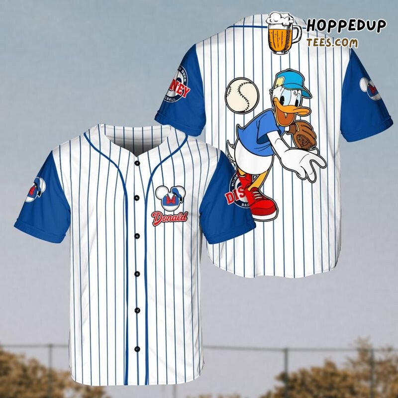 Donald Duck Pitcher Disney 3D Pinstripe Baseball Jersey Blue