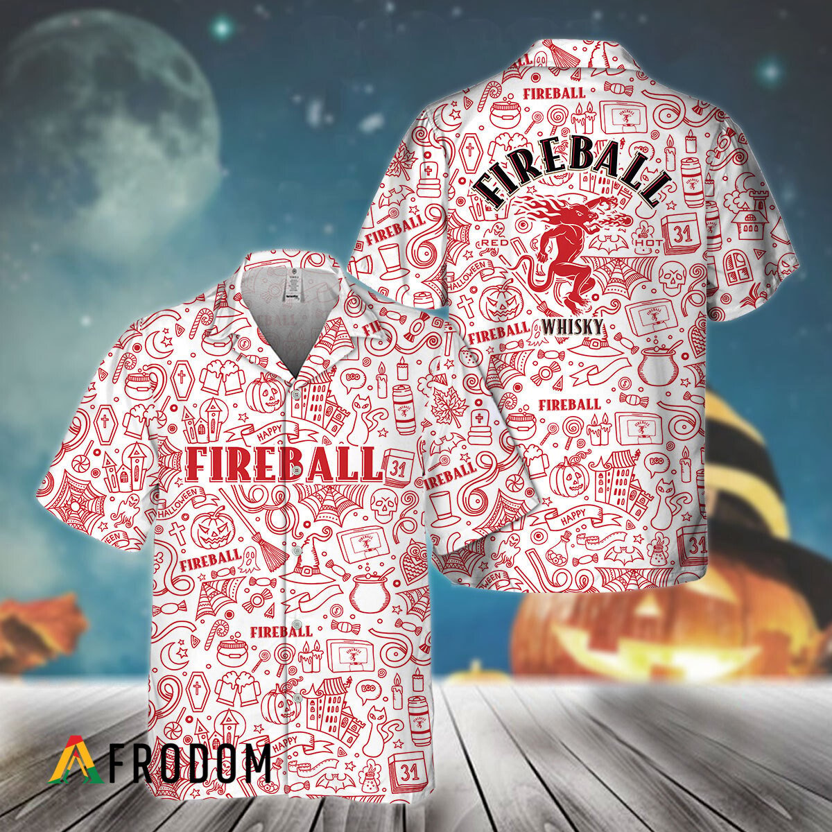 Doodle Art Fireball Whisky Hawaiian Shirt HU