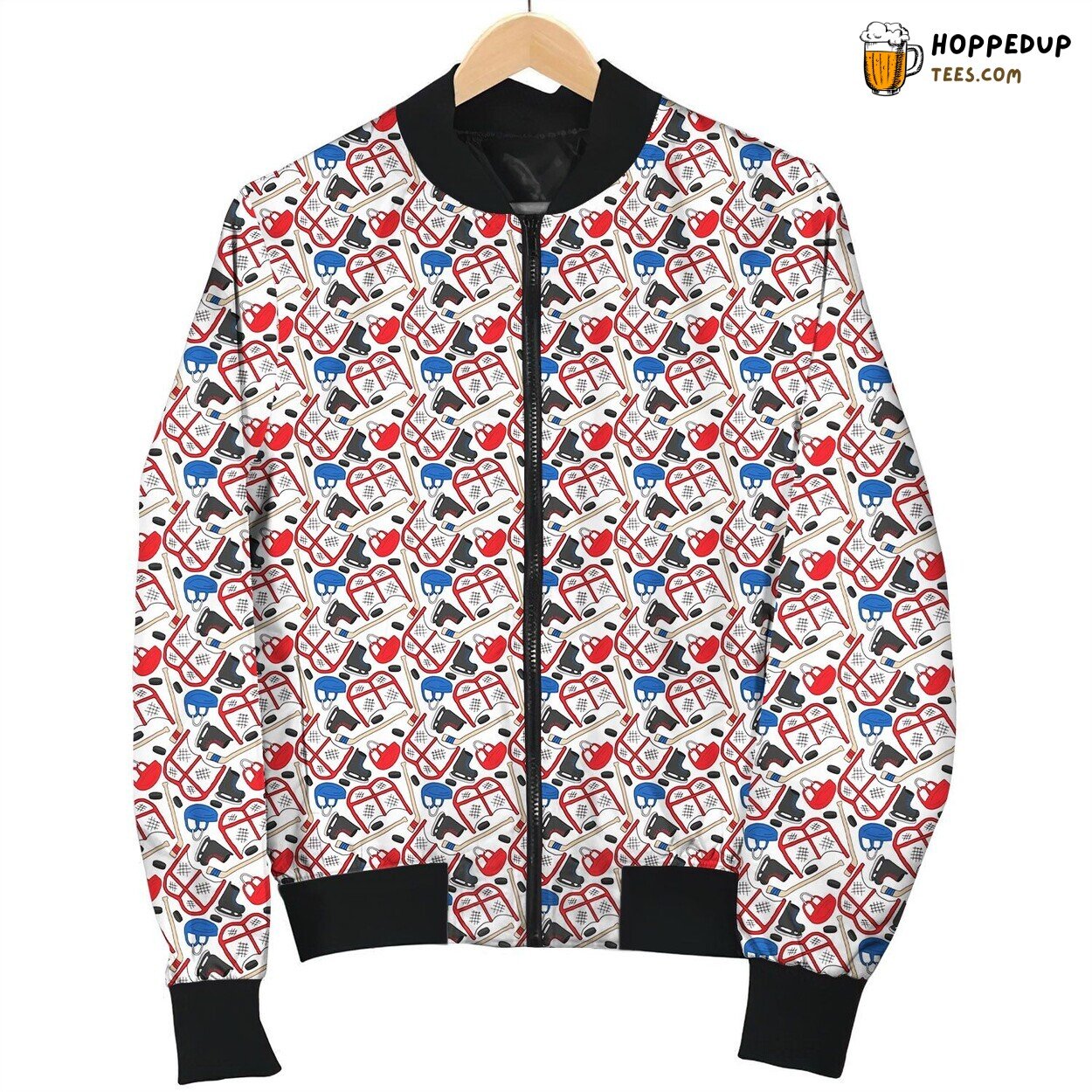 Doodle Hockey Items Texture Bomber Jacket
