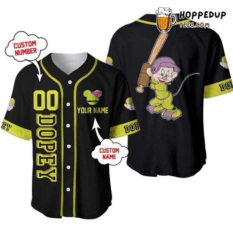 Dopey Dwarf Baseball Black 3D Printed Personalized Unisex Jersey