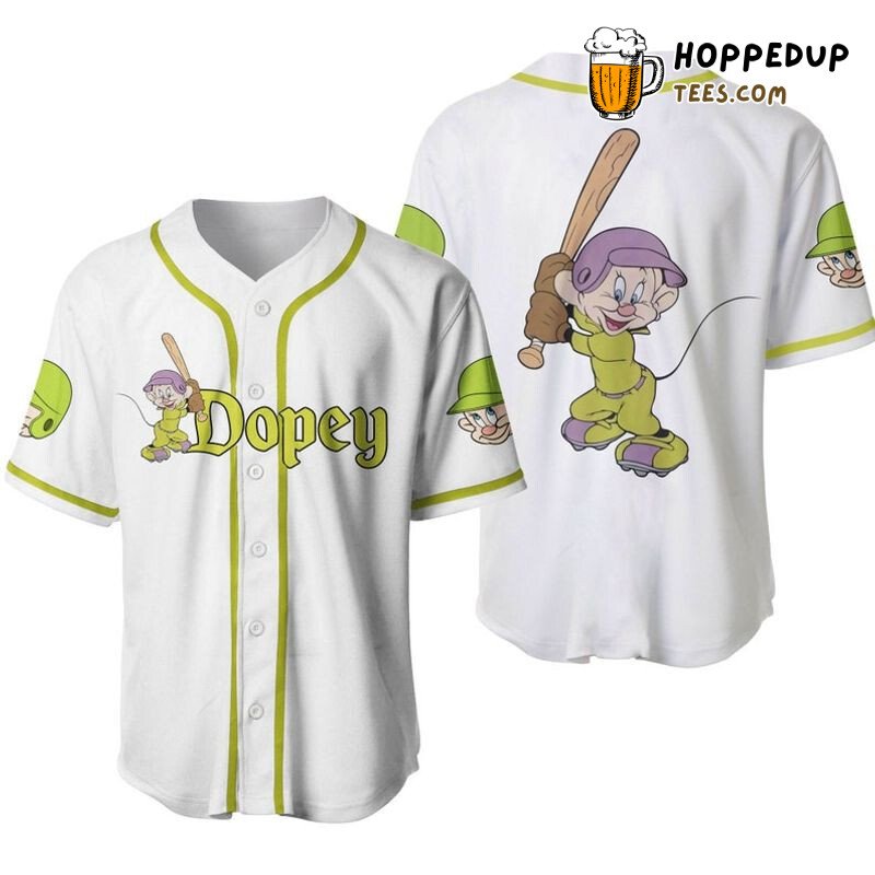 Dopey Dwarf Snow White 3D Graphic Baseball Jersey White Print