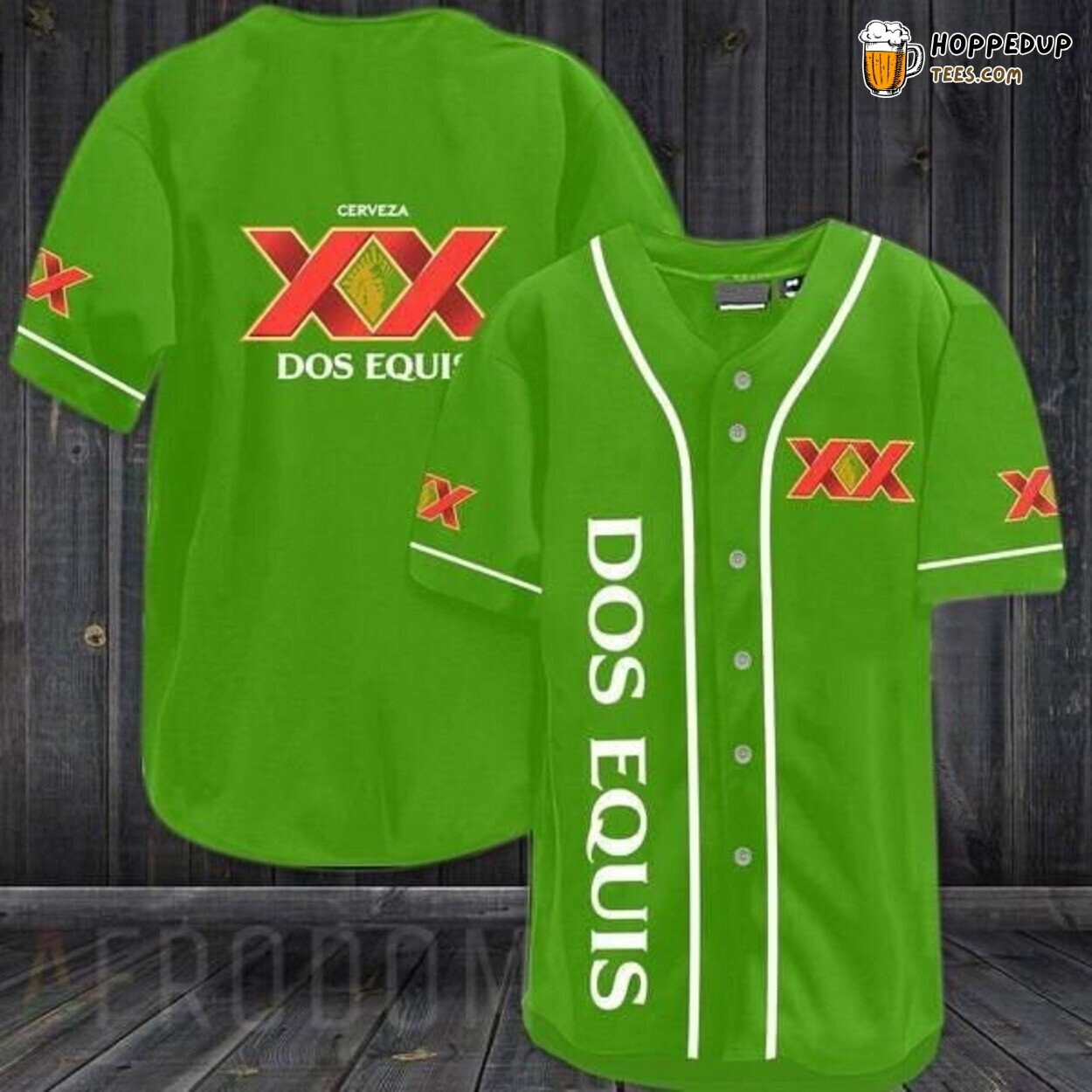 Dos Equis Beer Green Logo Baseball Jersey Mexican Brewery Wear