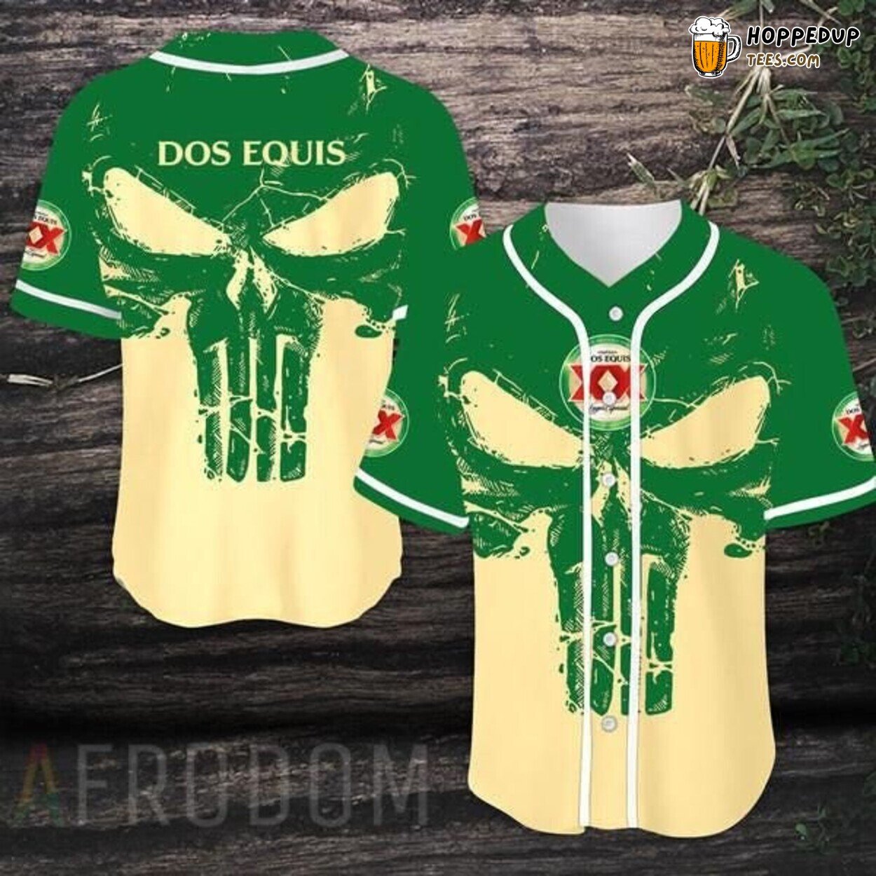 Dos Equis Beer Retro Skull Brand Baseball Jersey Mexican Cool