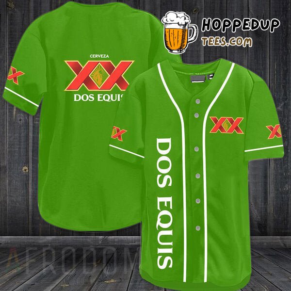 Dos Equis Beer Tribute Green Unique Baseball Jersey Themed Look