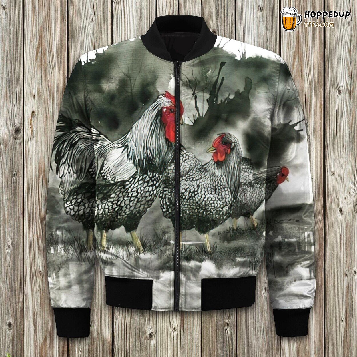Double Chicken Art Winter Bomber Jacket Farmhouse Chic Comfort