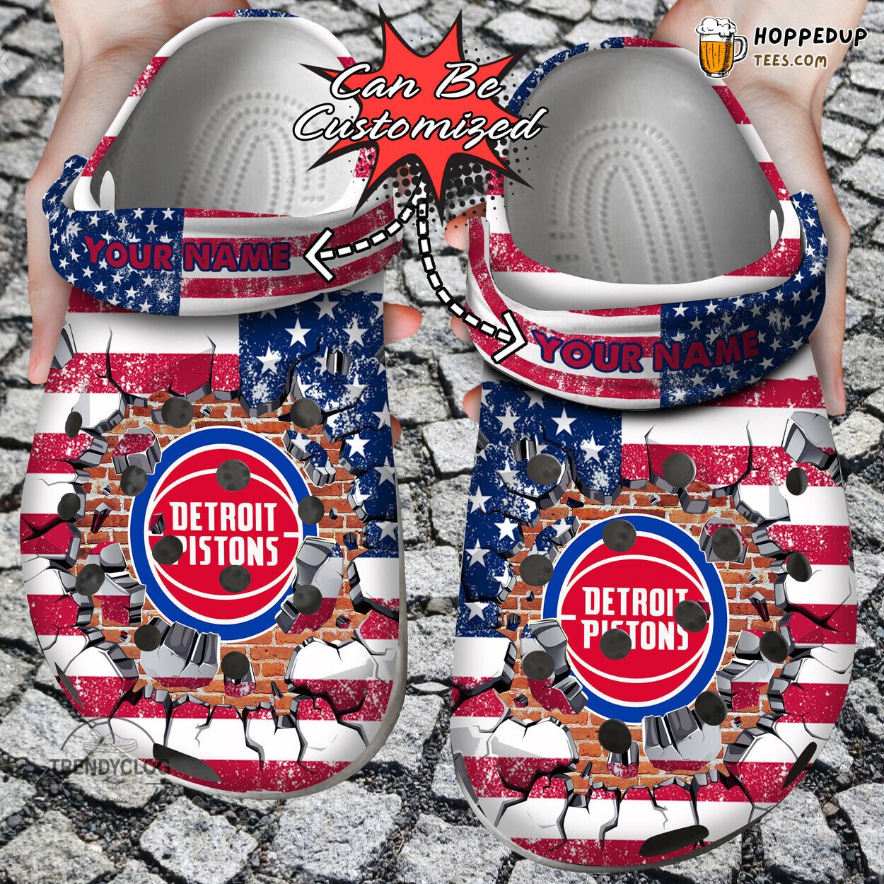 DPistons Basketball American Flag Wall Breaking Personalized Clogs