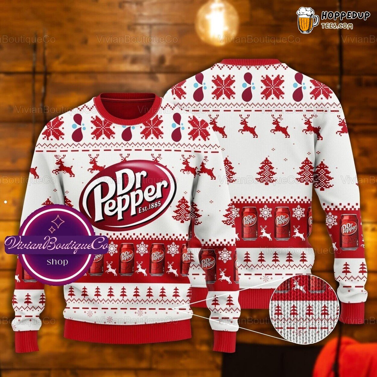 Dr Pepper Christmas Inspired Knit Ugly Sweater for Drinking Enthusiasts