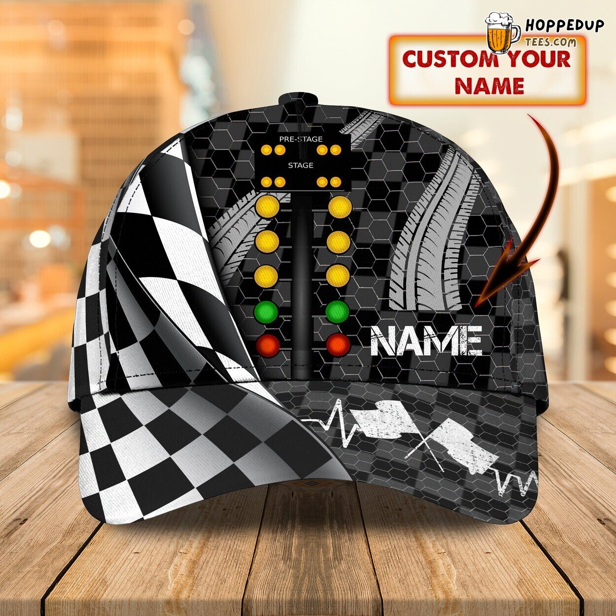 Drag Racing Design Classic 3D Cap Personalized Name Unique Authentic Edition