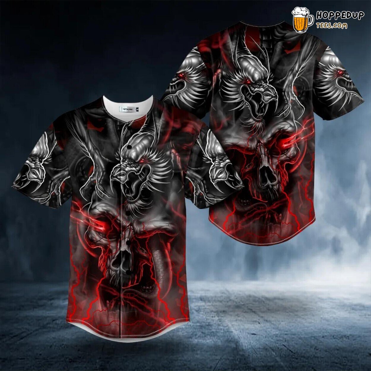 Dragon Ghost Skull Combat Glowing Eye Baseball Jersey Graphic Tees 3D Dragon Ghost Skull Combat Glowing Eye Baseball Jersey Graphic Tees 3D