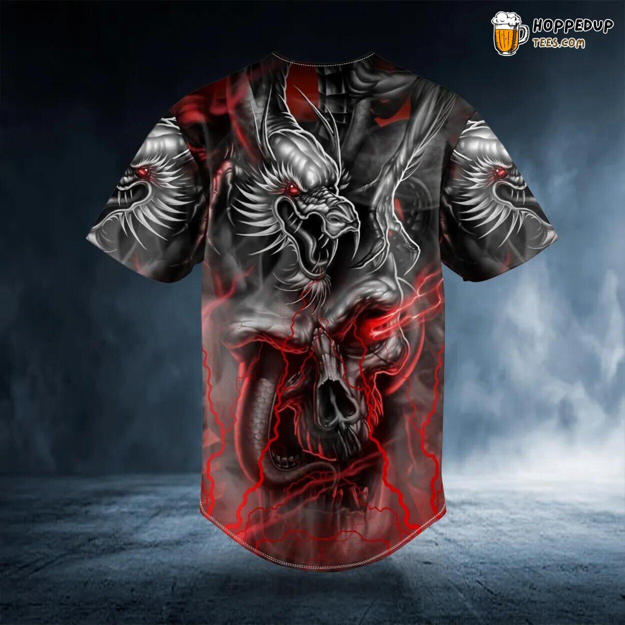 Dragon Ghost Skull Combat Glowing Eye Baseball Jersey Graphic Tees 3D