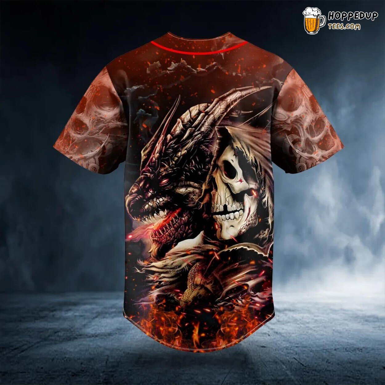Dragon Grim Reaper Skull Baseball Jersey Graphic Tees 3D Print Unique Design