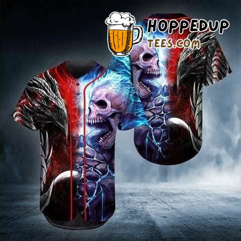 Dragon Skull Fusion Fire Water Distinct Baseball Jersey Unique Design Style