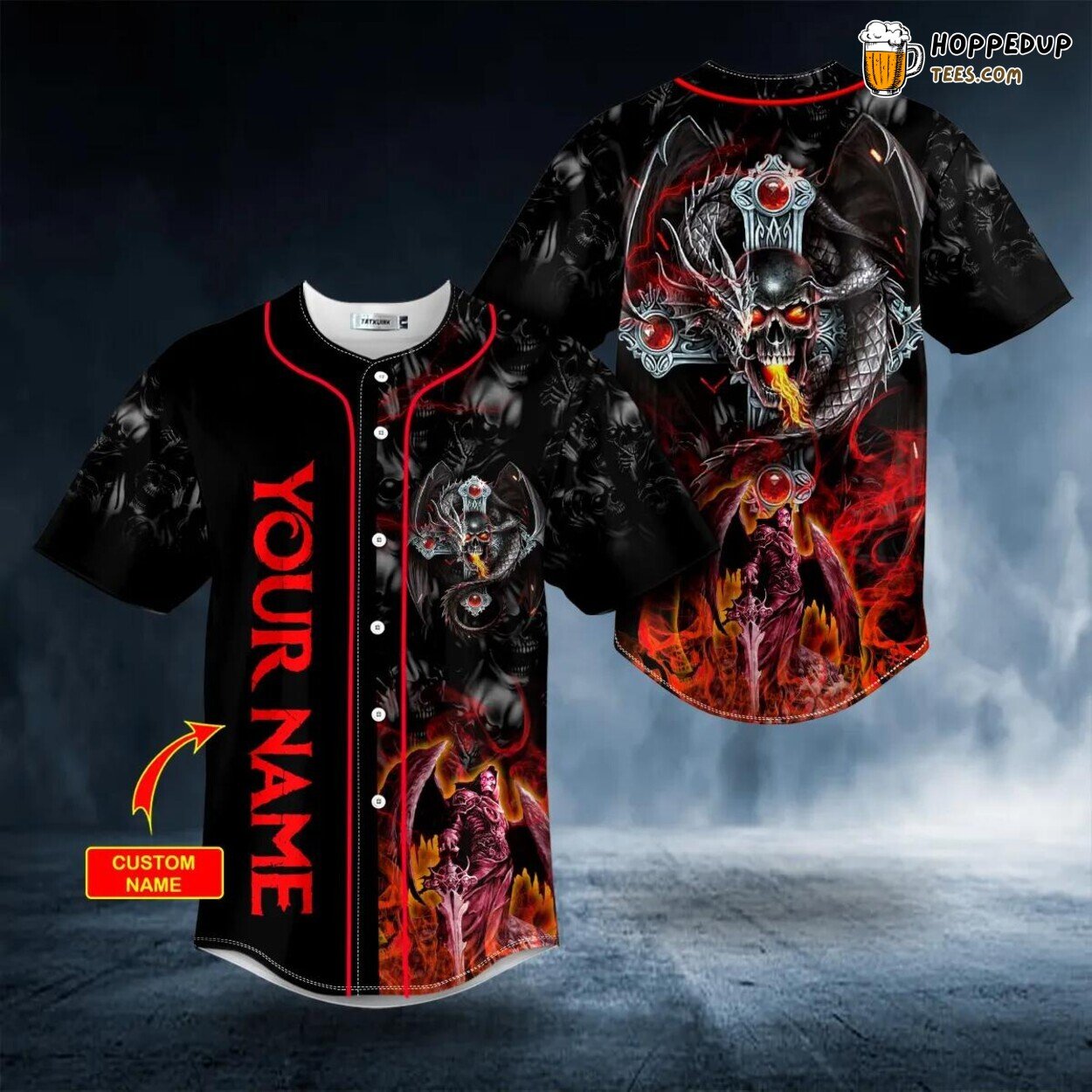 Dragon Sword Broken Skull Authentic Baseball Jersey Unique Design
