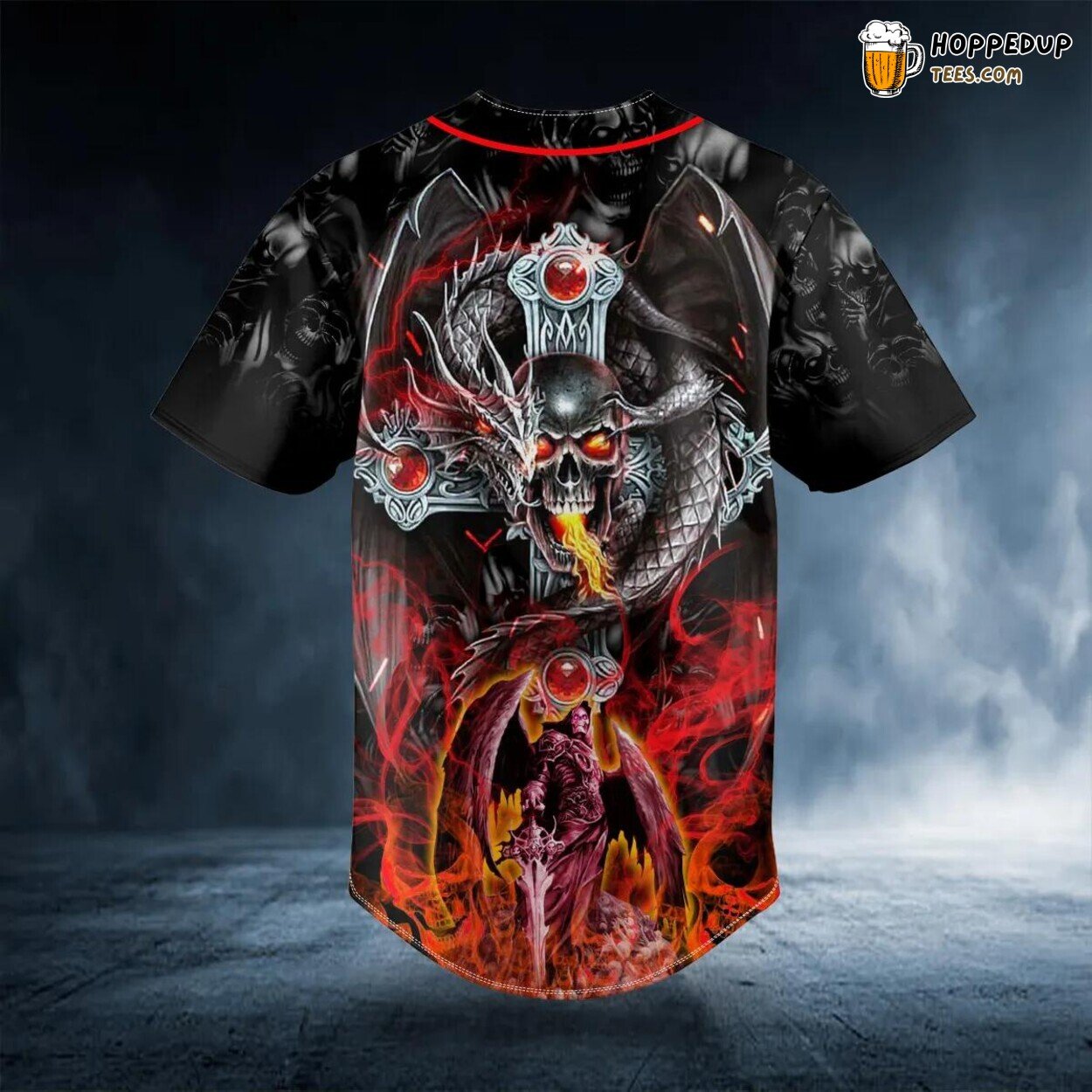 Dragon Sword Broken Skull Baseball Jersey Viking 3D Tees Unique Clothing
