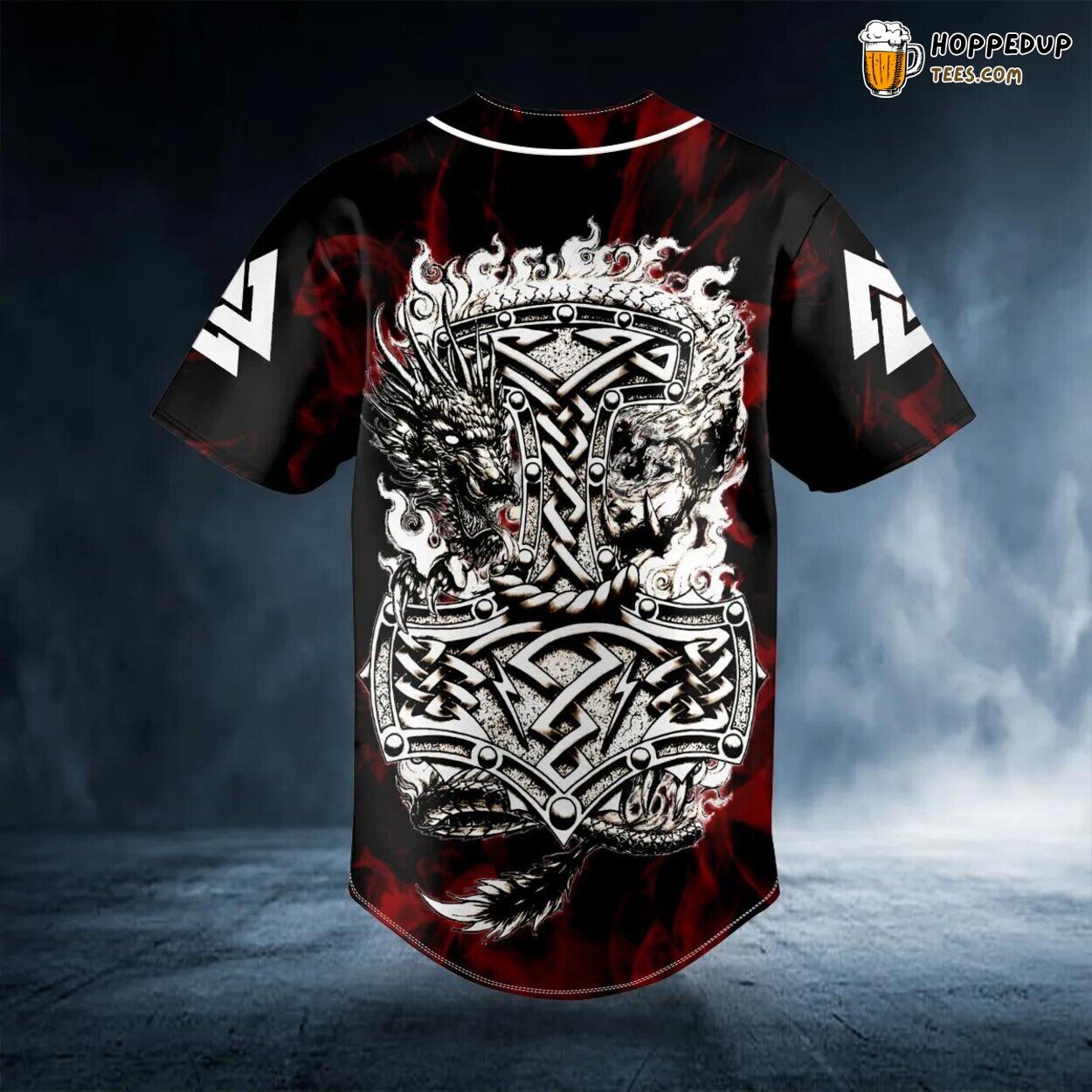 Dragon Sword Thor Hammer Viking Baseball Jersey Graphic Tees 3D Print