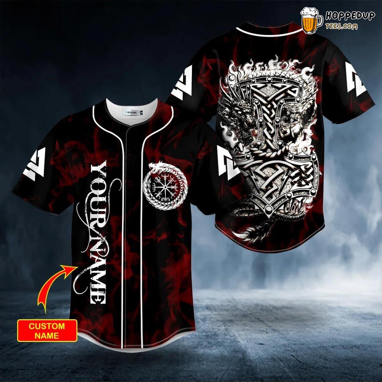 Dragon Sword Thor Hammer Viking Baseball Jersey Graphic Tees 3D Print Dragon Sword Thor Hammer Viking Baseball Jersey Graphic Tees 3D Print