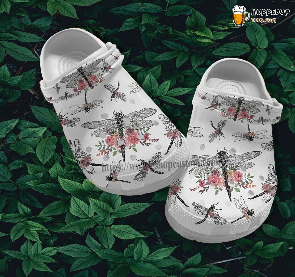 Dragonfly Flower Sketch Croc Shoes Gift Niece Dragonfly Lover Birthday Unique
