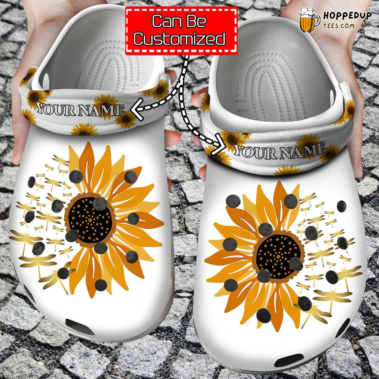 Dragonfly Sunflower Print Theme Comfortable Clogs Nature Inspired Shoes