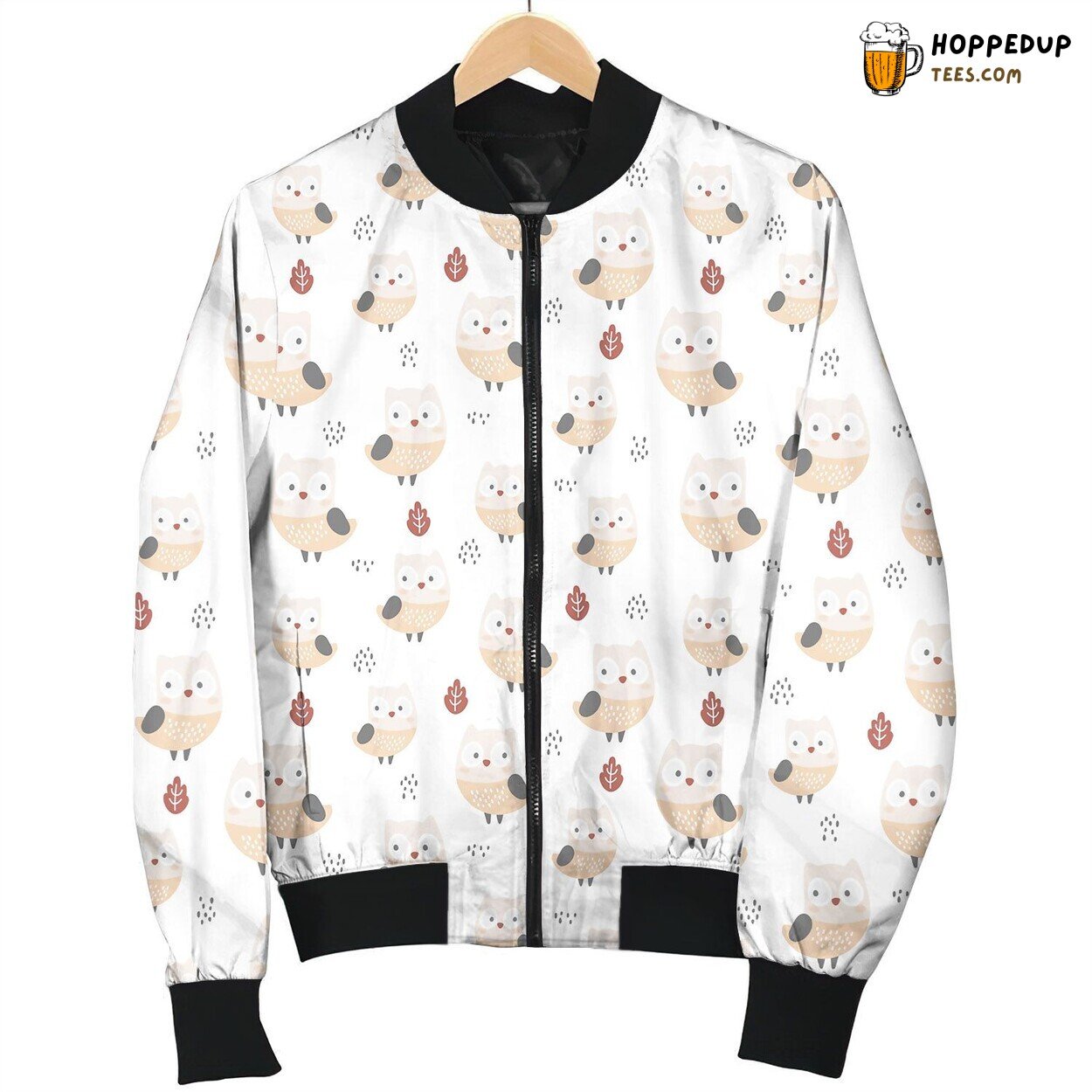 Drawing Adorable Owl In Brown Pastel Bomber Jacket