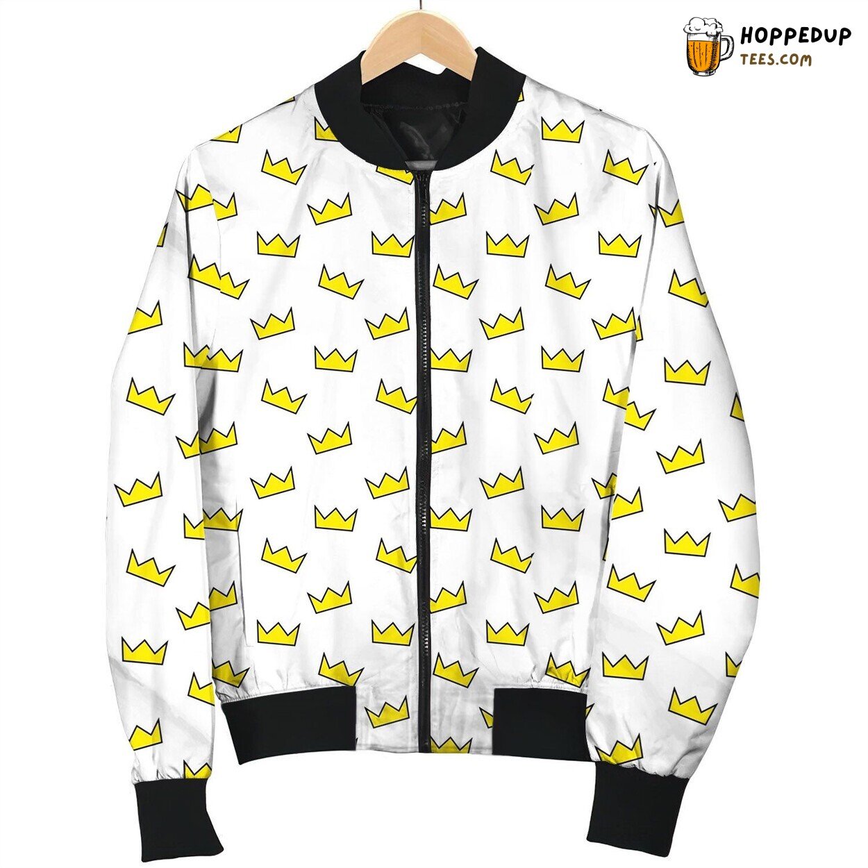 Drawing Golden King Crown Bomber Jacket