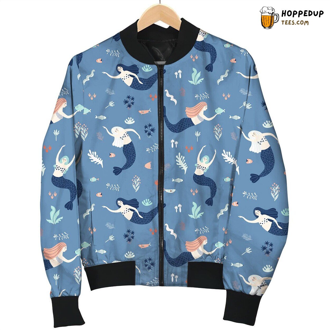 Drawing Mermaid With Little Marine Life Items Bomber Jacket