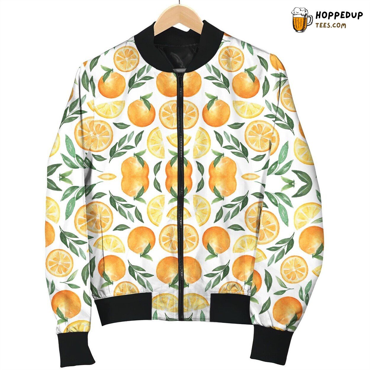 Drawing Orange And Leaves On Light Background Bomber Jacket