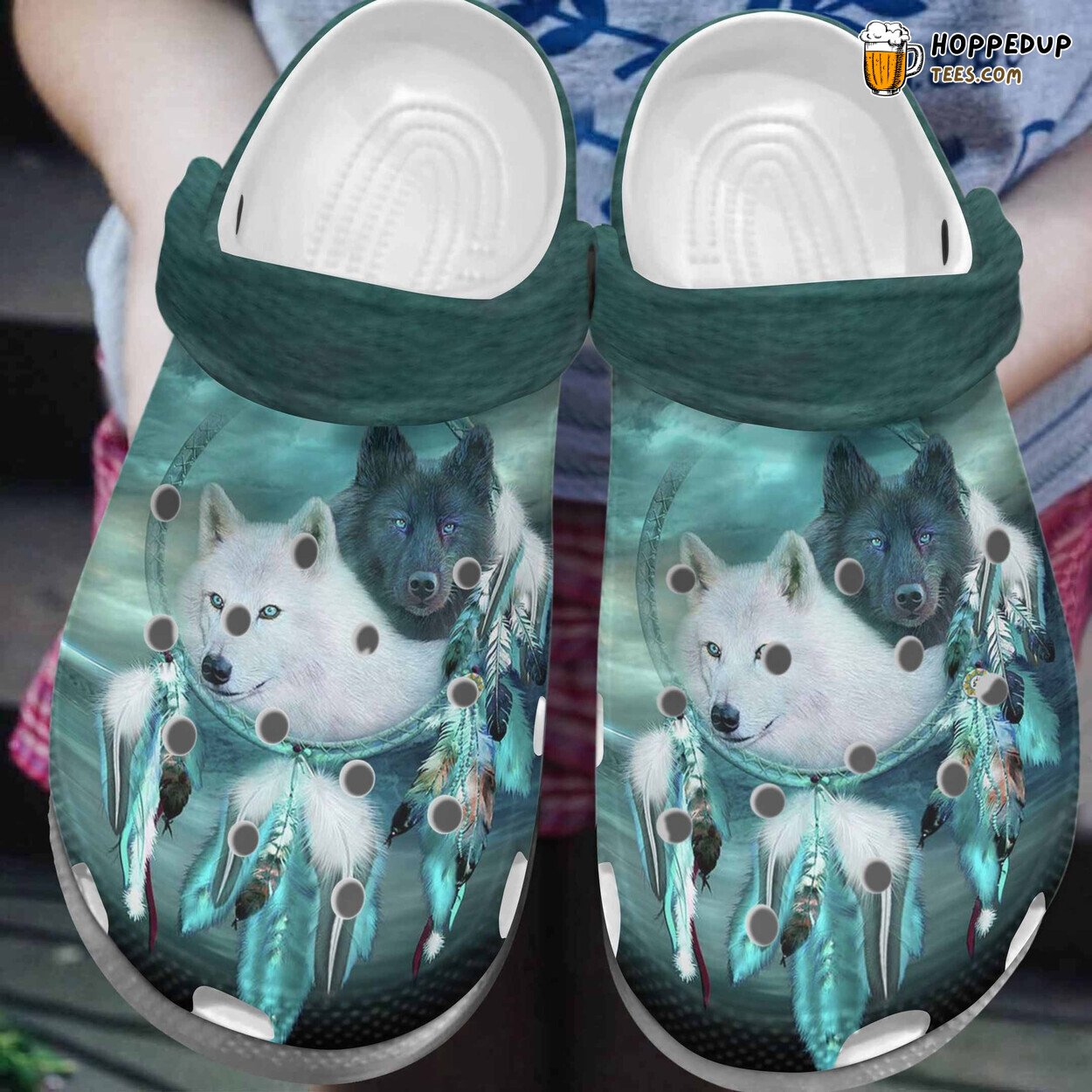 Dreamcatcher Couple Wolves Shoes Clog DreamcatcherWf9 Unique Artistic Design