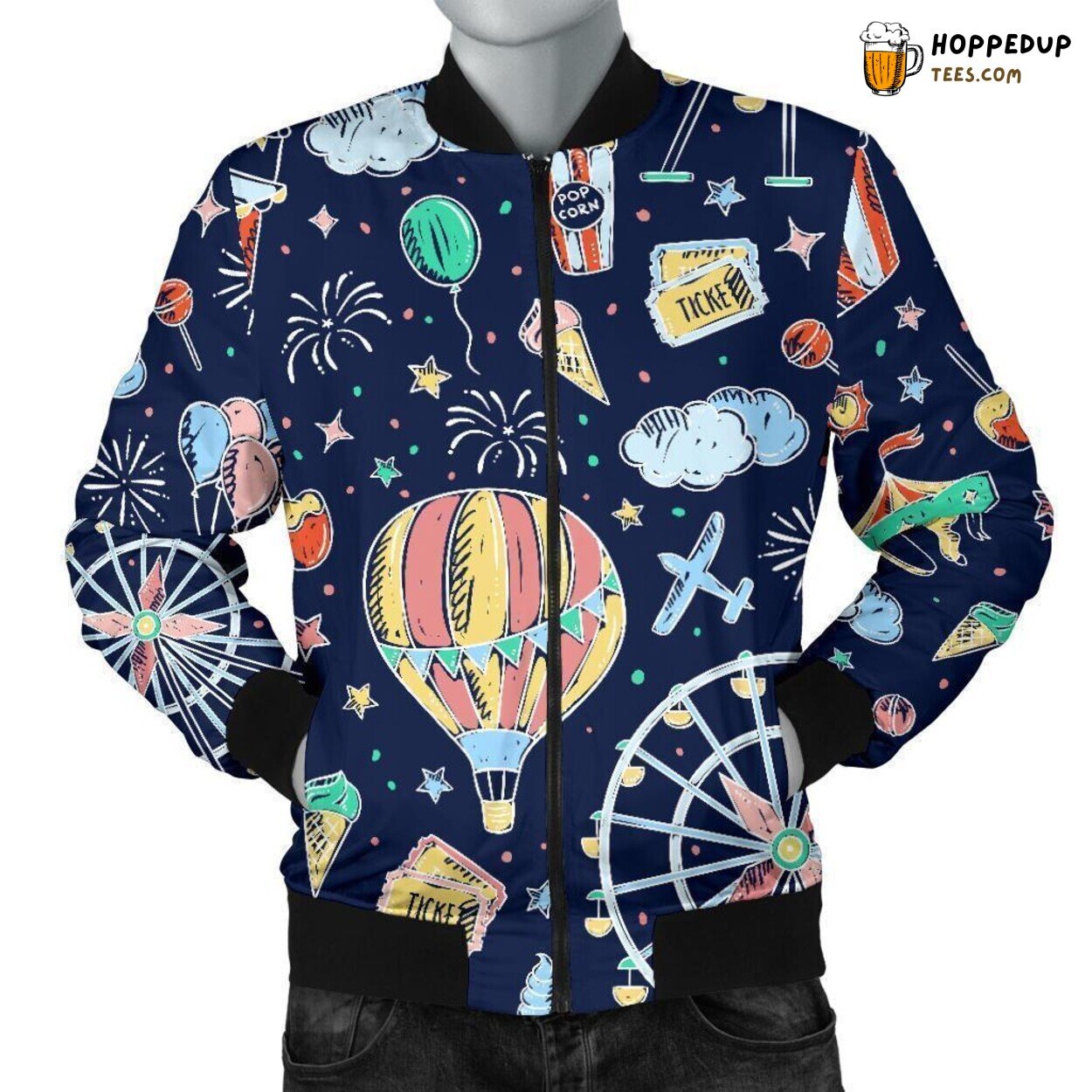 Dreamlike Circus Acts Men’s Bomber Jacket Unique Pattern Essence Design Art