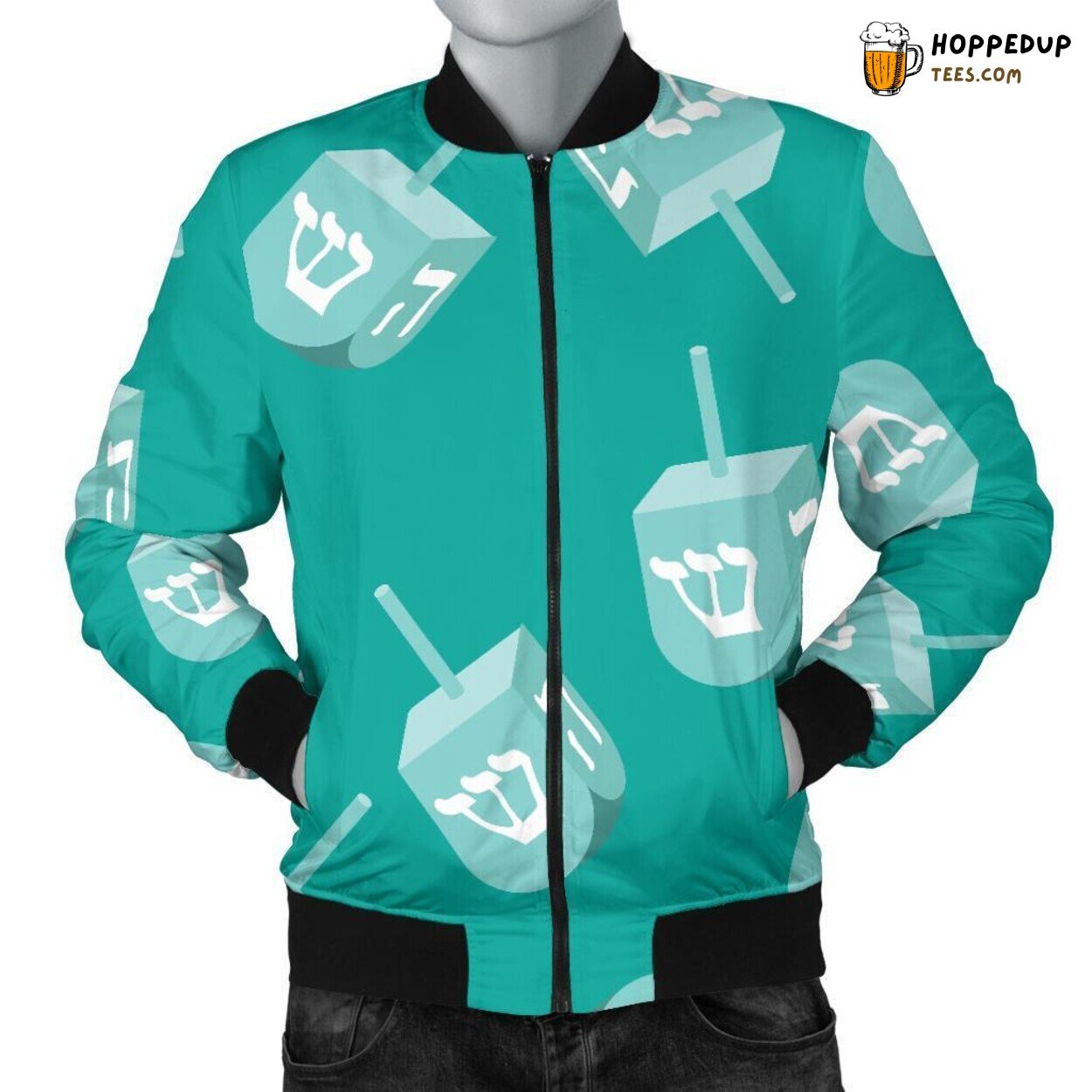 Dreidel Celebration Tribute Men’s Bomber Jacket Unique Essence Pattern Art