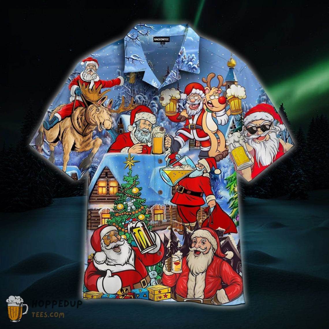 Drinking Beer With Santa Claus Hawaiian Shirt