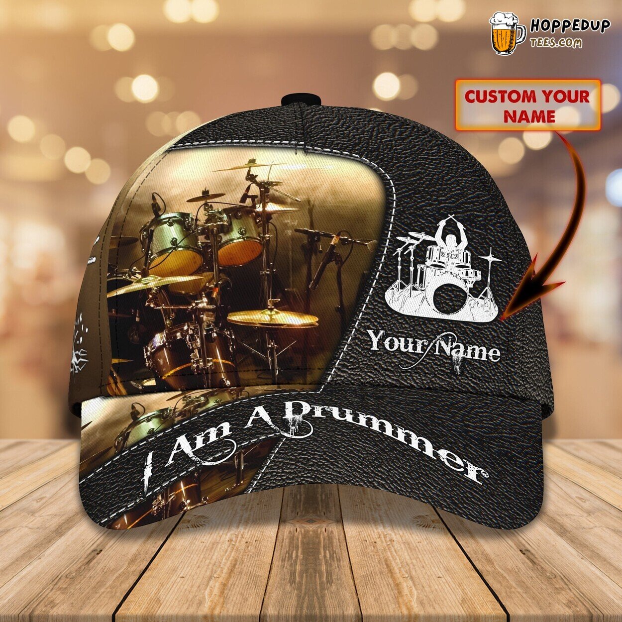 Drum Inspired 3D Classic Cap Personalized Name Unique Premium Elegant Styling