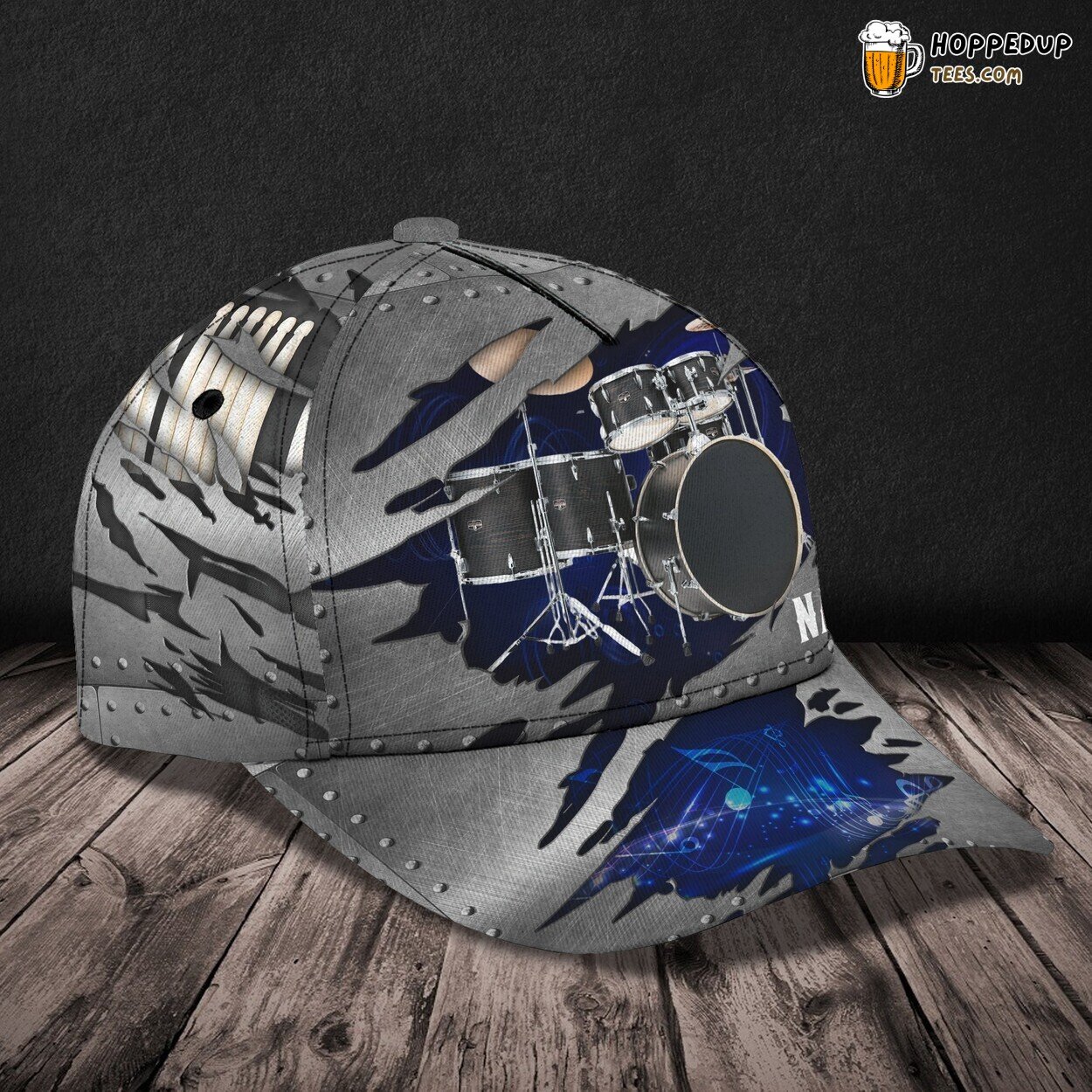 Drum Theme 3D Classic Cap Personalized Name Unique Design Look