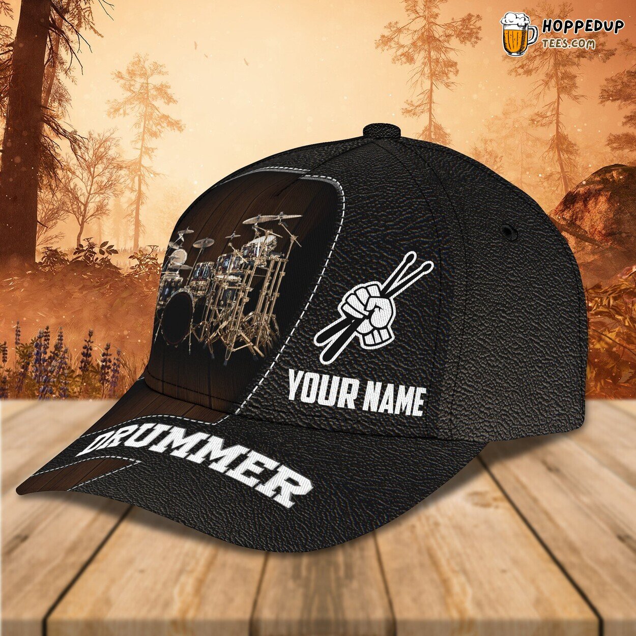 Drum Theme Inspired 3D Classic Cap Personalized Name Elegant Premium Design