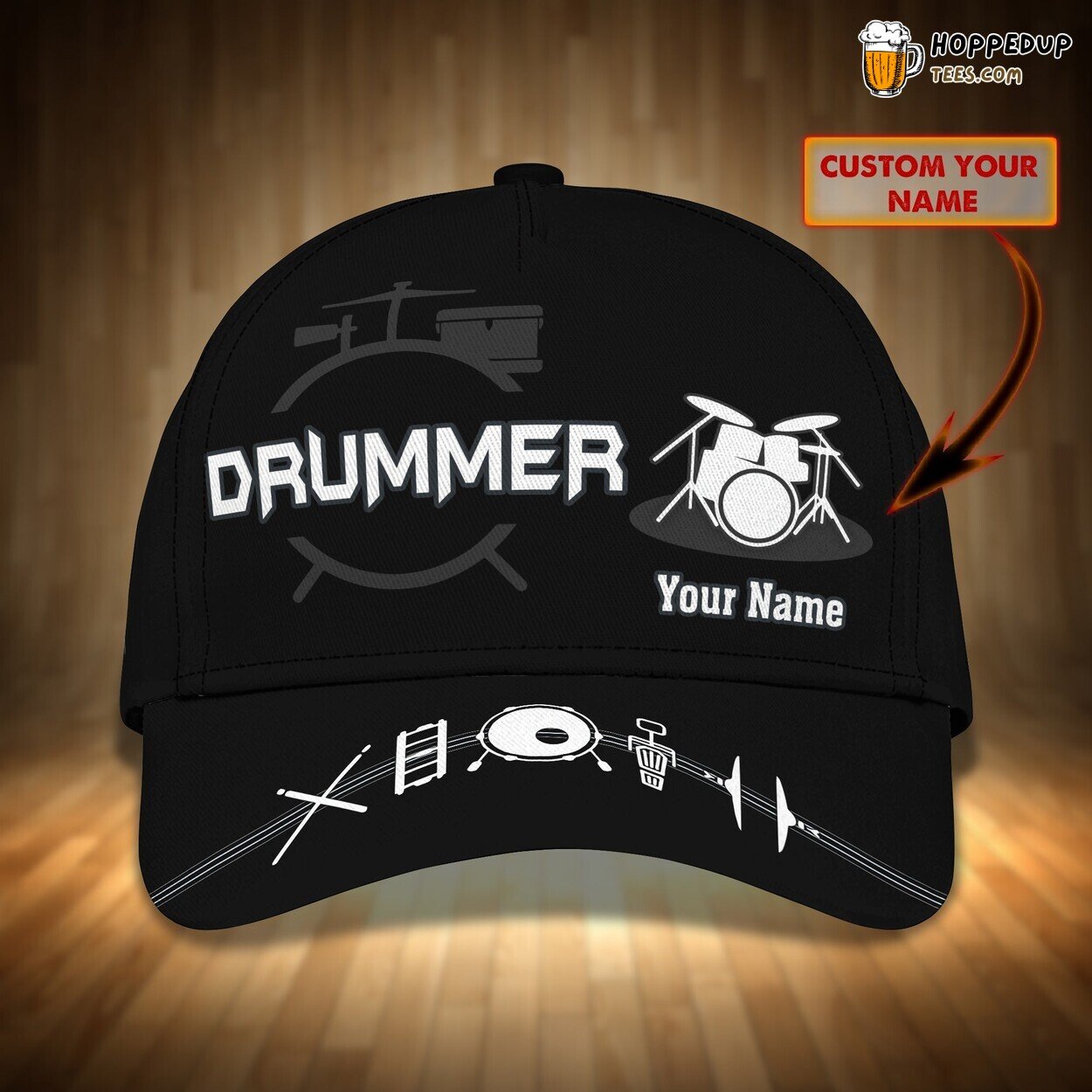 Drummer Design Classic 3D Cap Personalized Name Unique Premium Edition Series