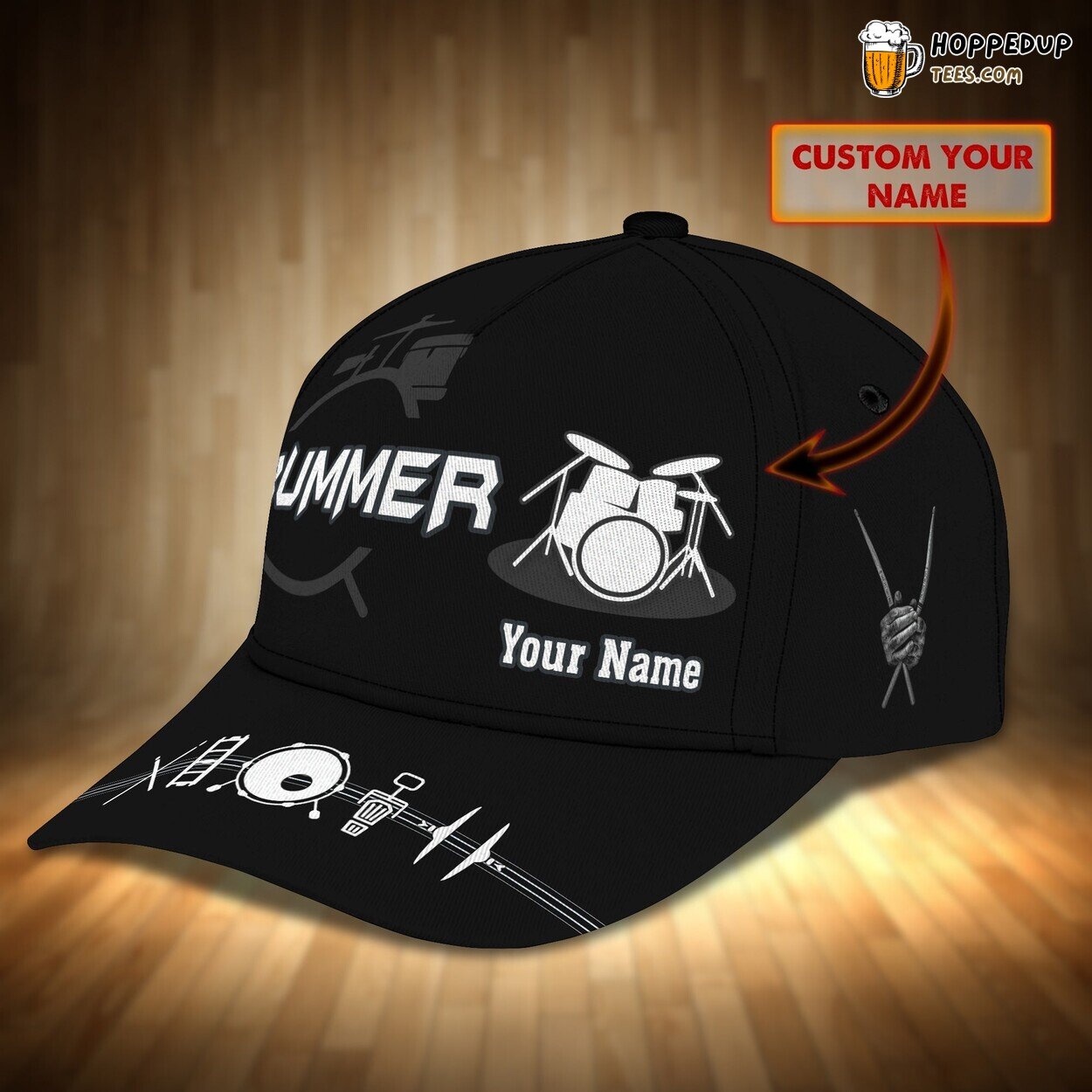 Drummer Design Classic 3D Cap Personalized Name Unique Premium Edition Series