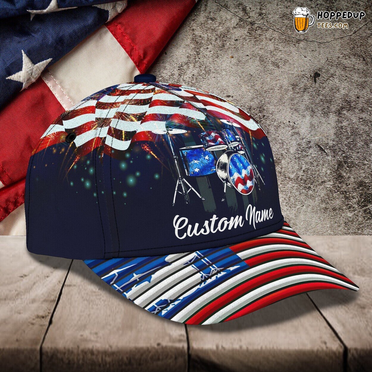 Drumming Beats Series 3D Classic Cap Drum Enthusiast Personalized Name Look