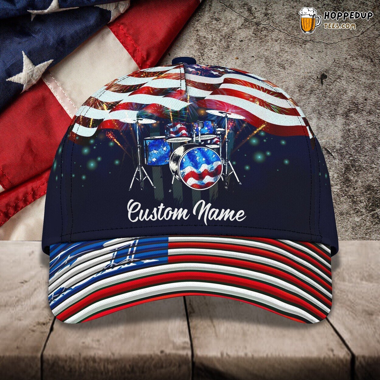 Drumming Beats Series 3D Classic Cap Drum Enthusiast Personalized Name Look