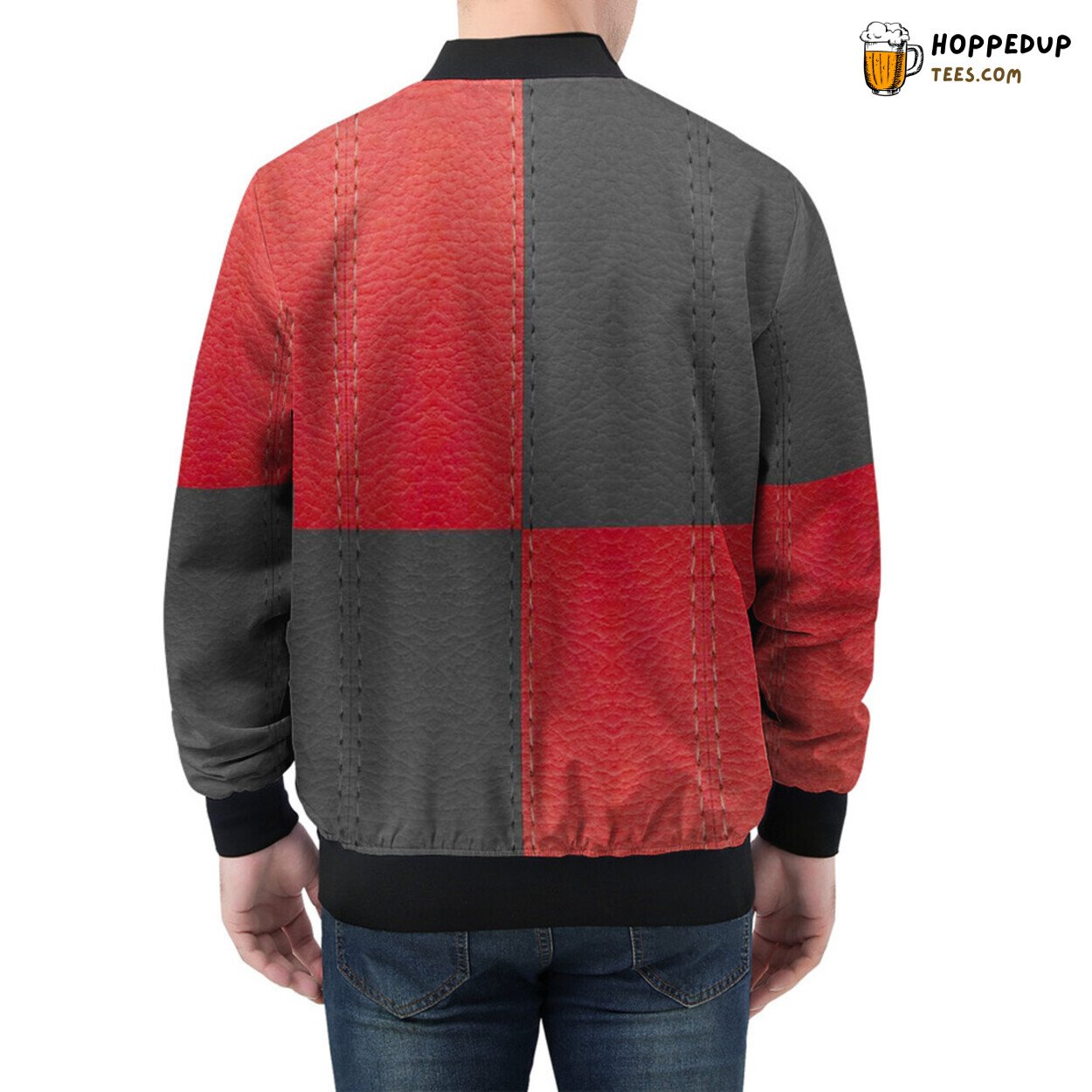 Dual Shades Interlace in Patchwork on Men’s Bomber Jacket
