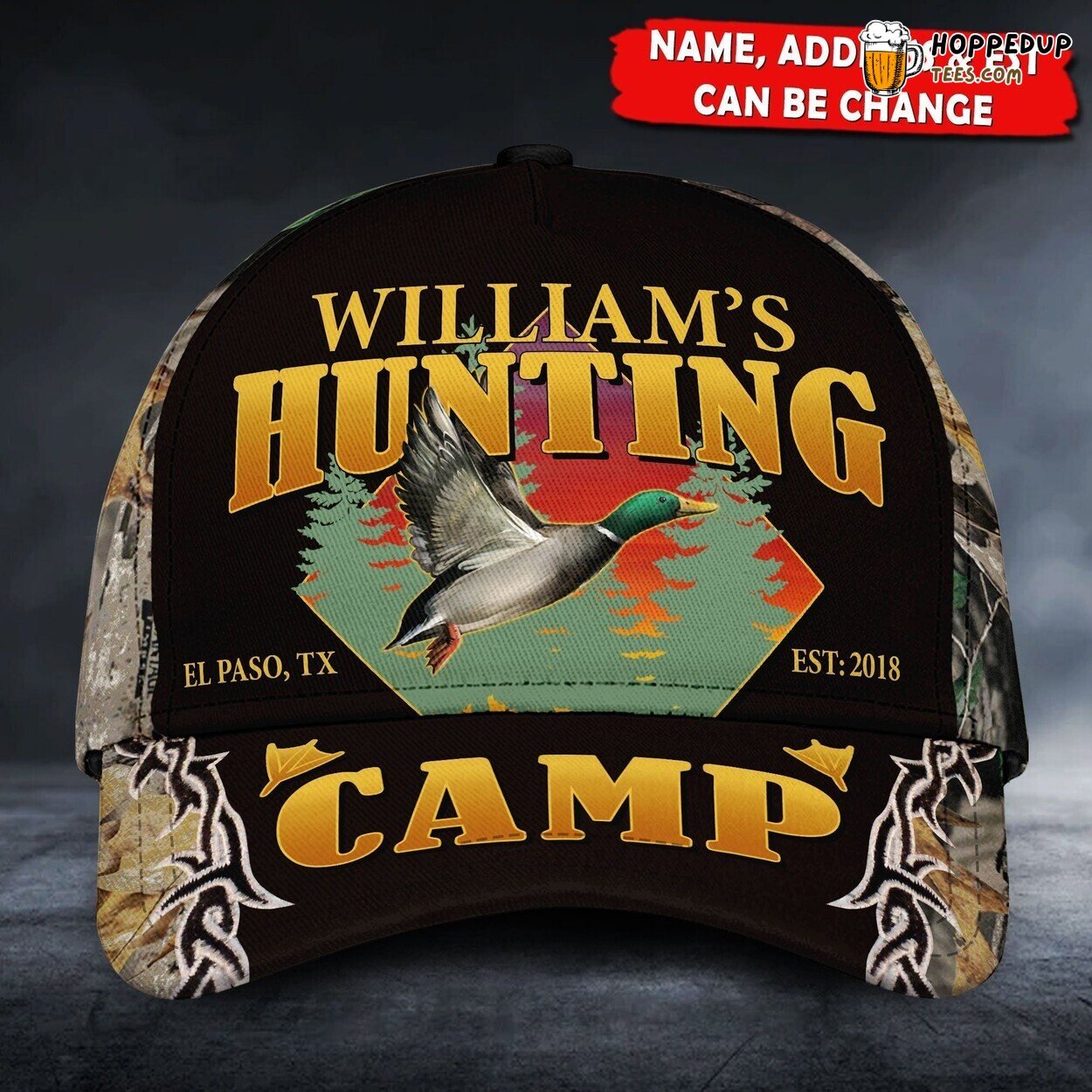 Duck Hunting Camp Addrees Est Personalized Classic Cap Design