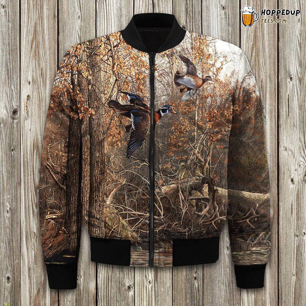 Duck Hunting Scene Bomber Jacket Celebrate Winter’s Lakeside Adventures