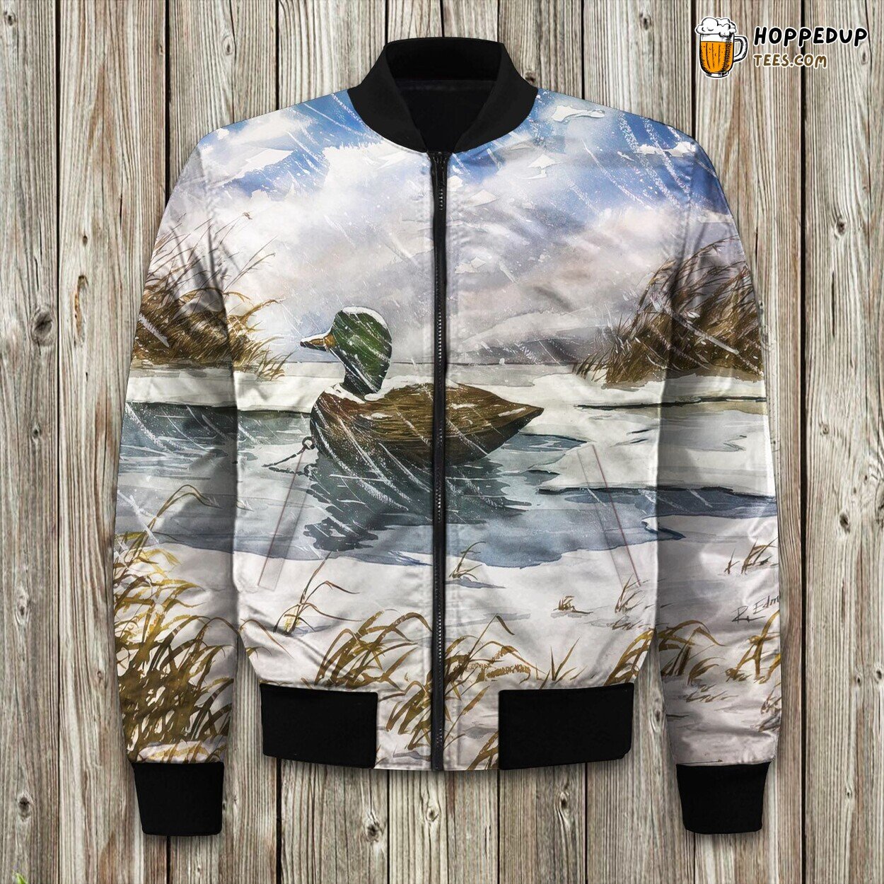 Duck Hunting Scene Winter Bomber Jacket Outdoor Enthusiast Choice