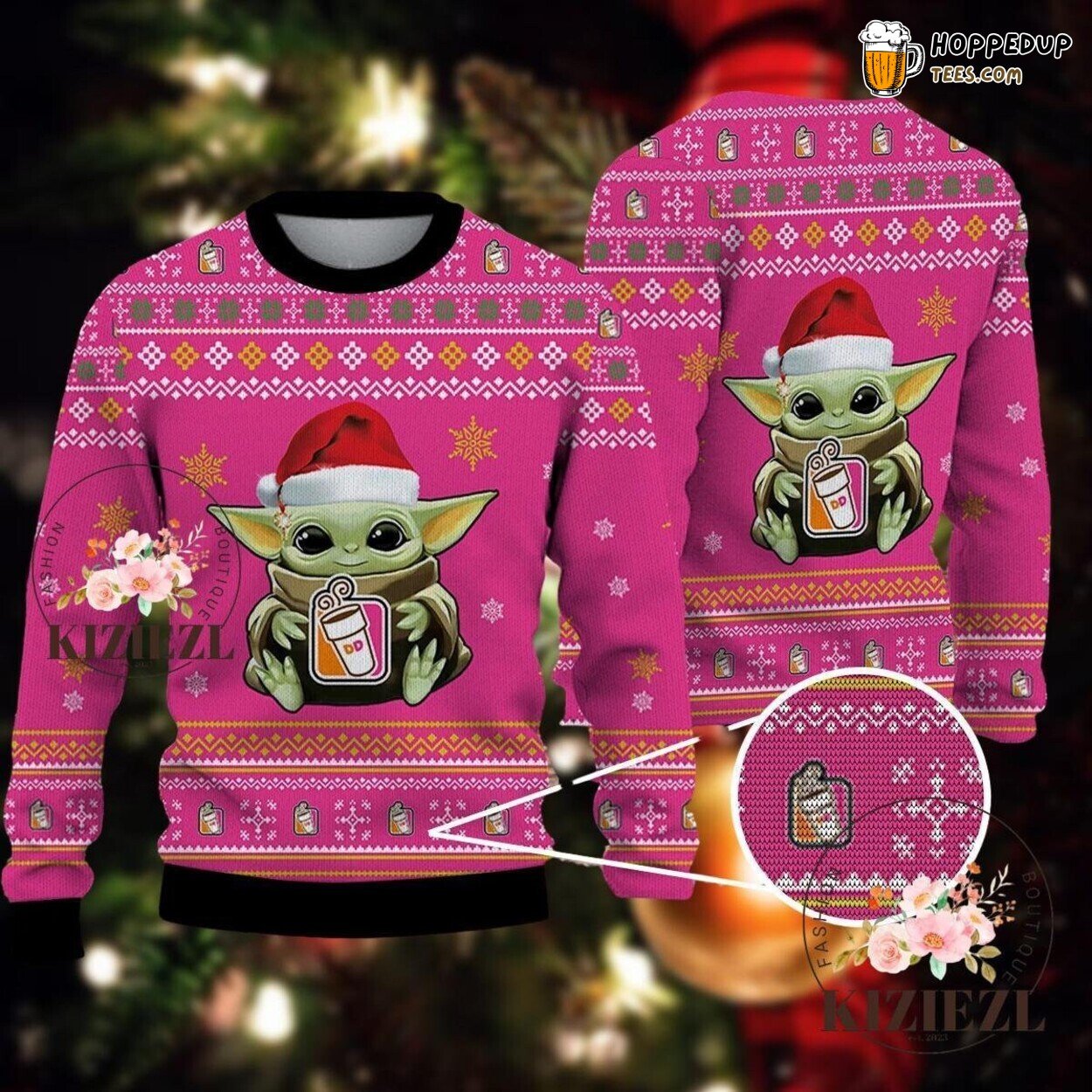 Dunkin Donut Christmas Ugly Sweater Coffee Theme Women Festive Wear