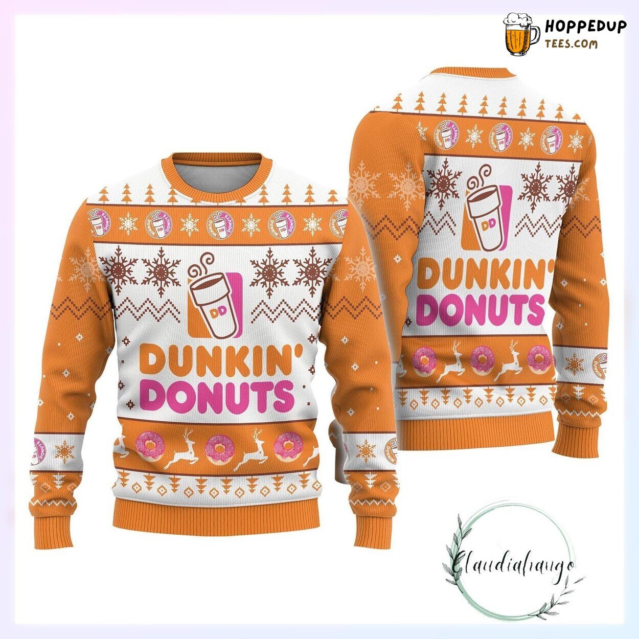 Dunkin Donut Ugly Christmas Sweater Coffee Lovers Winter Gift