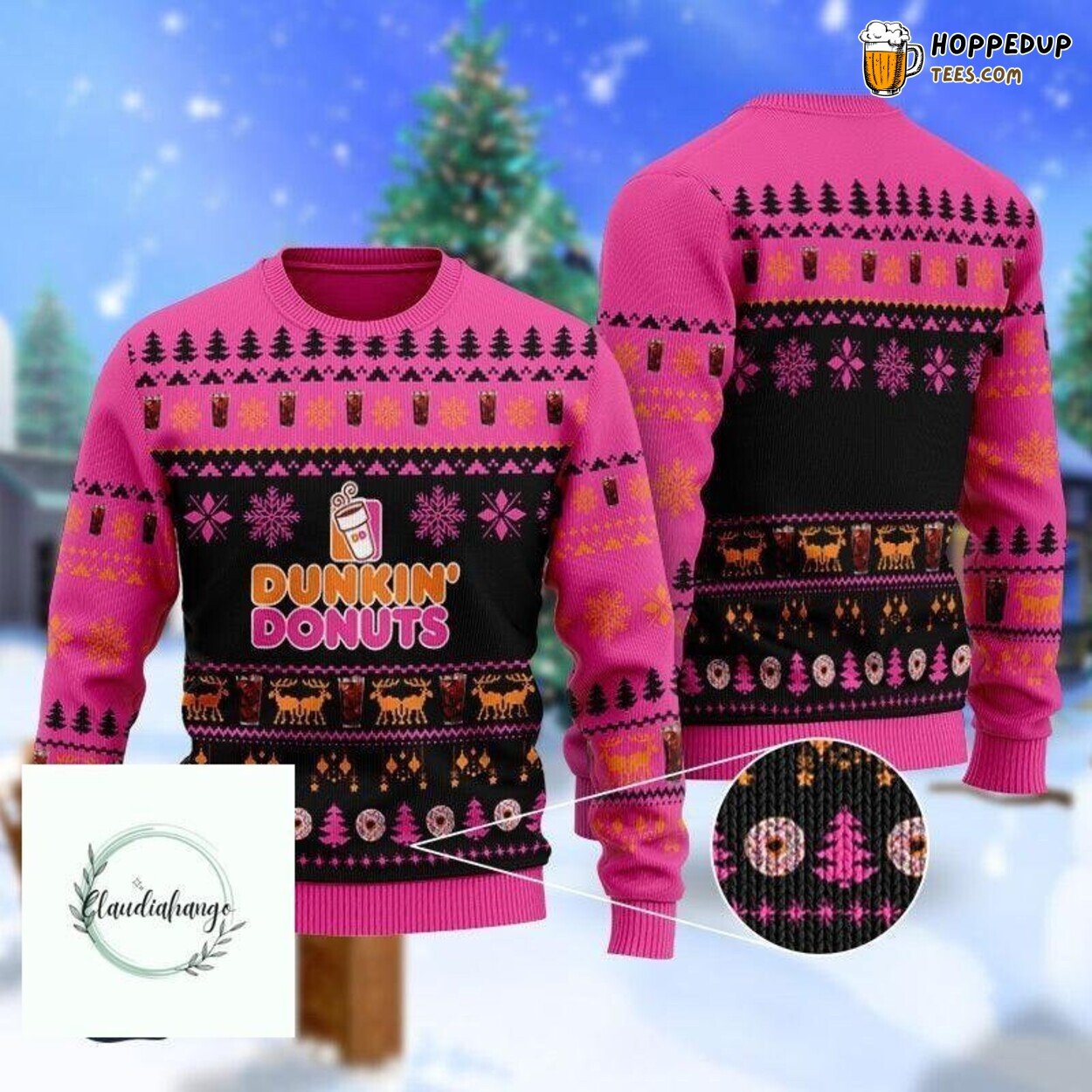 Dunkin Donuts Christmas Sweater Unique Festive Design Men Women