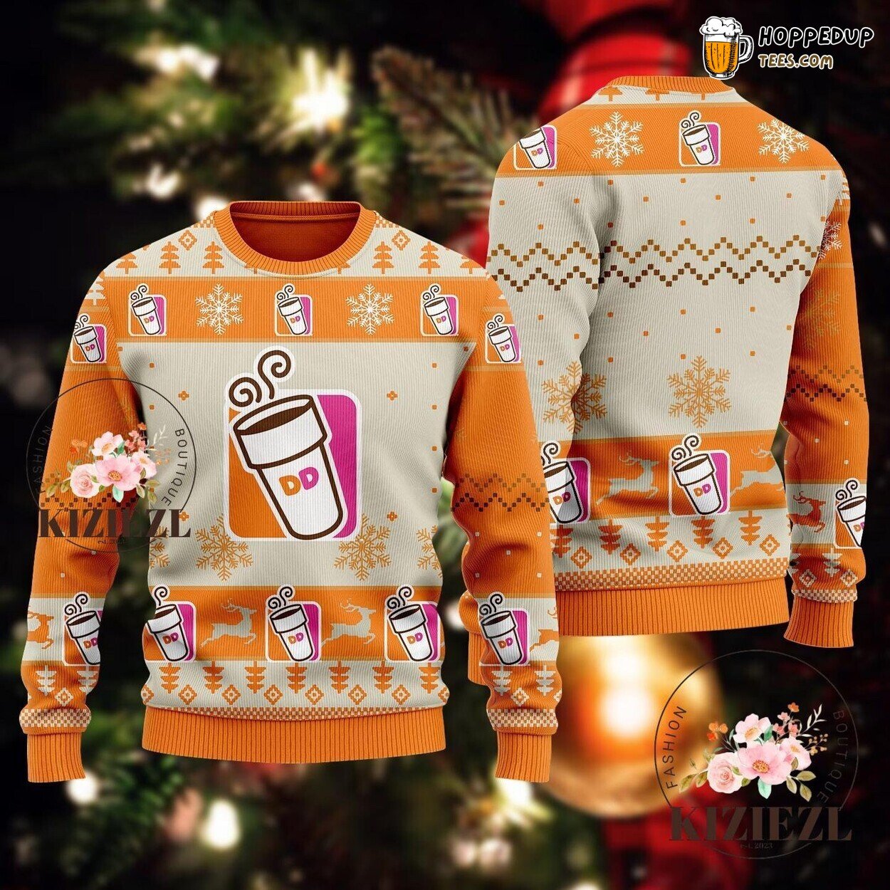 Dunkin Donuts Christmas Ugly Sweater Coffee Lover Festive Gift