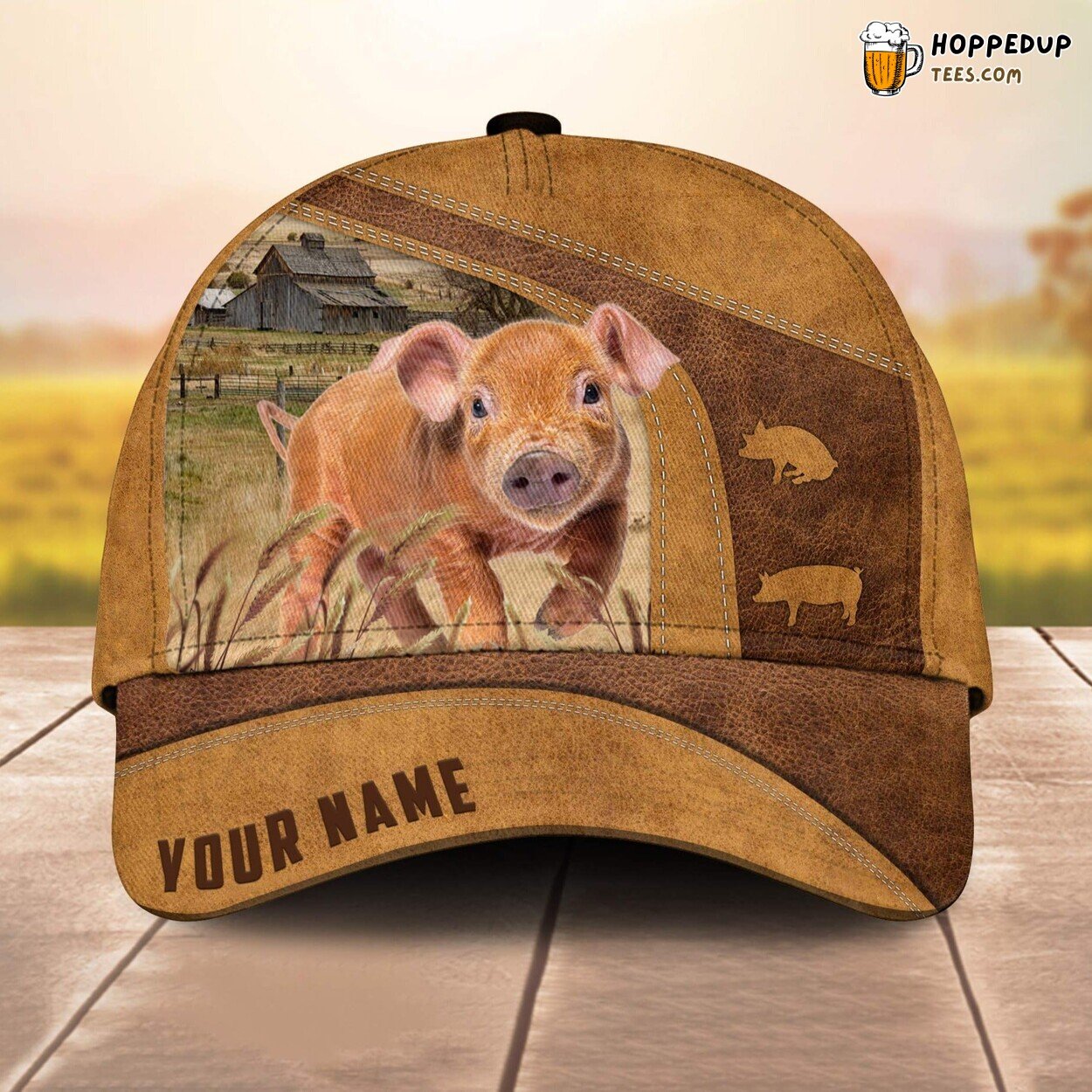 Duroc Pig 3D Custom Cap All Over Print Baseball Farm Animal Lover Leather Design