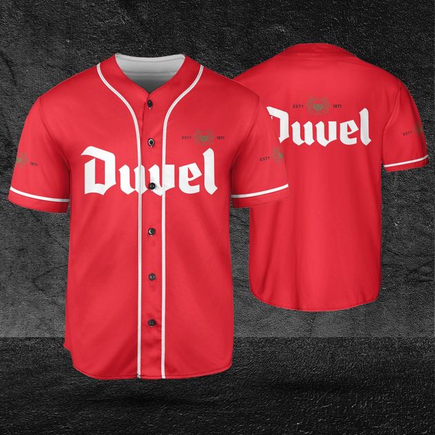 Duvel Beer Red Horizontal Text Baseball Jersey Beer Lovers HU