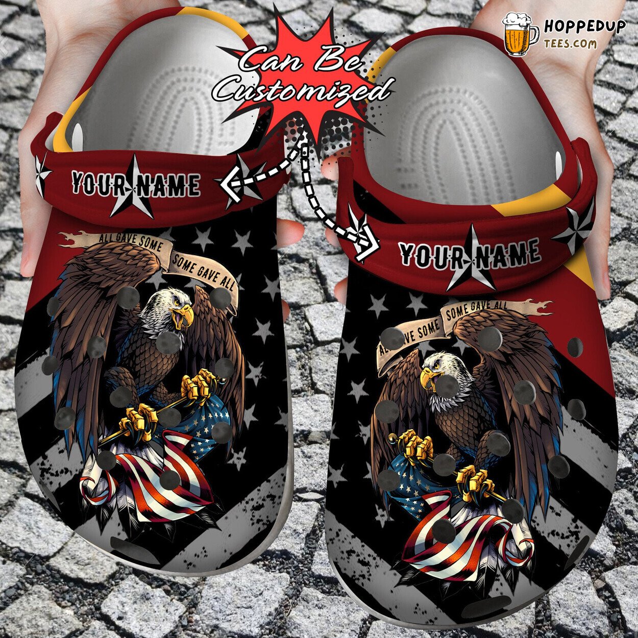 Eagle America Flag Veteran Gift Comfortable Clogs Patriotic Design