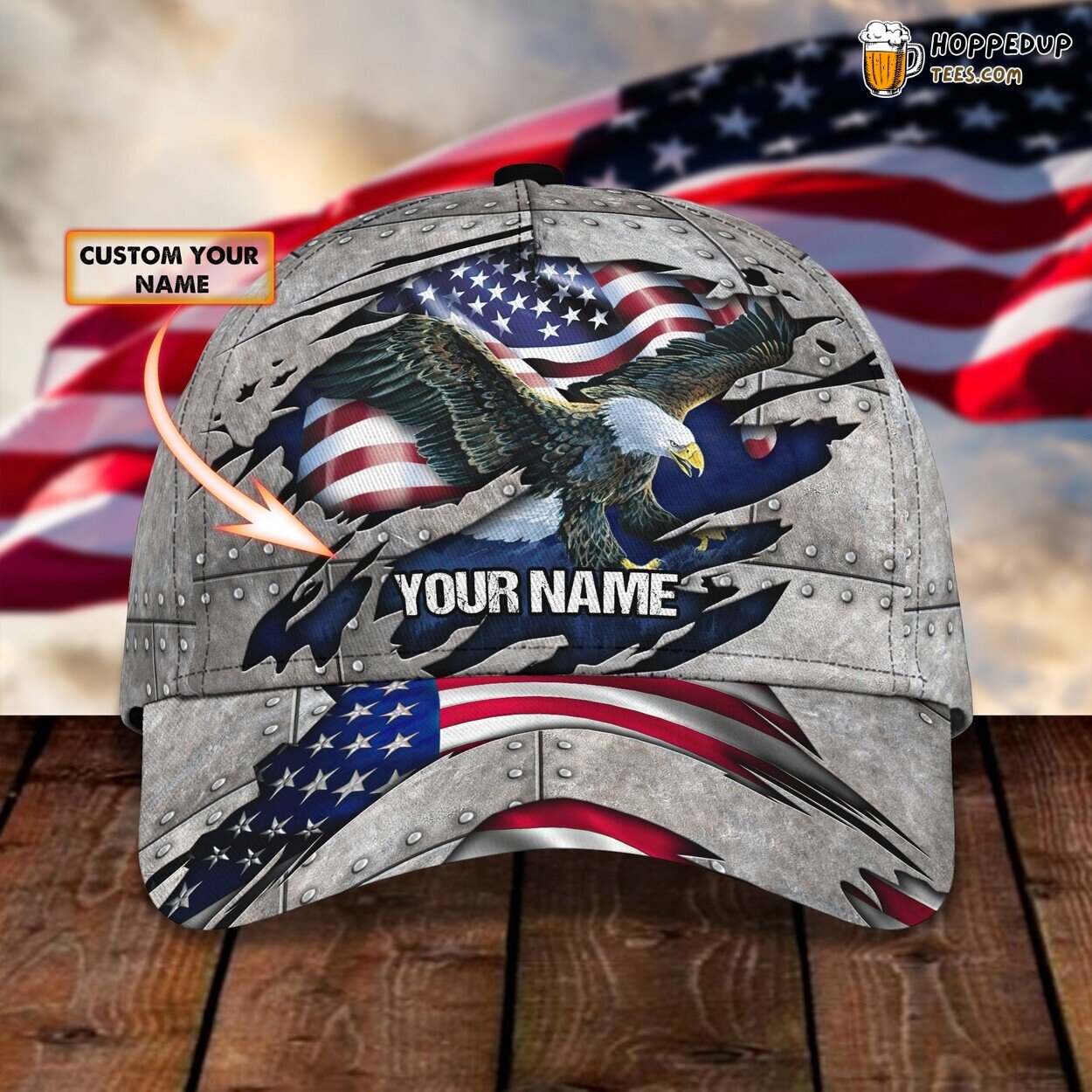 Eagle American 3D Classic Personalized Name Cap Unique Style Hat