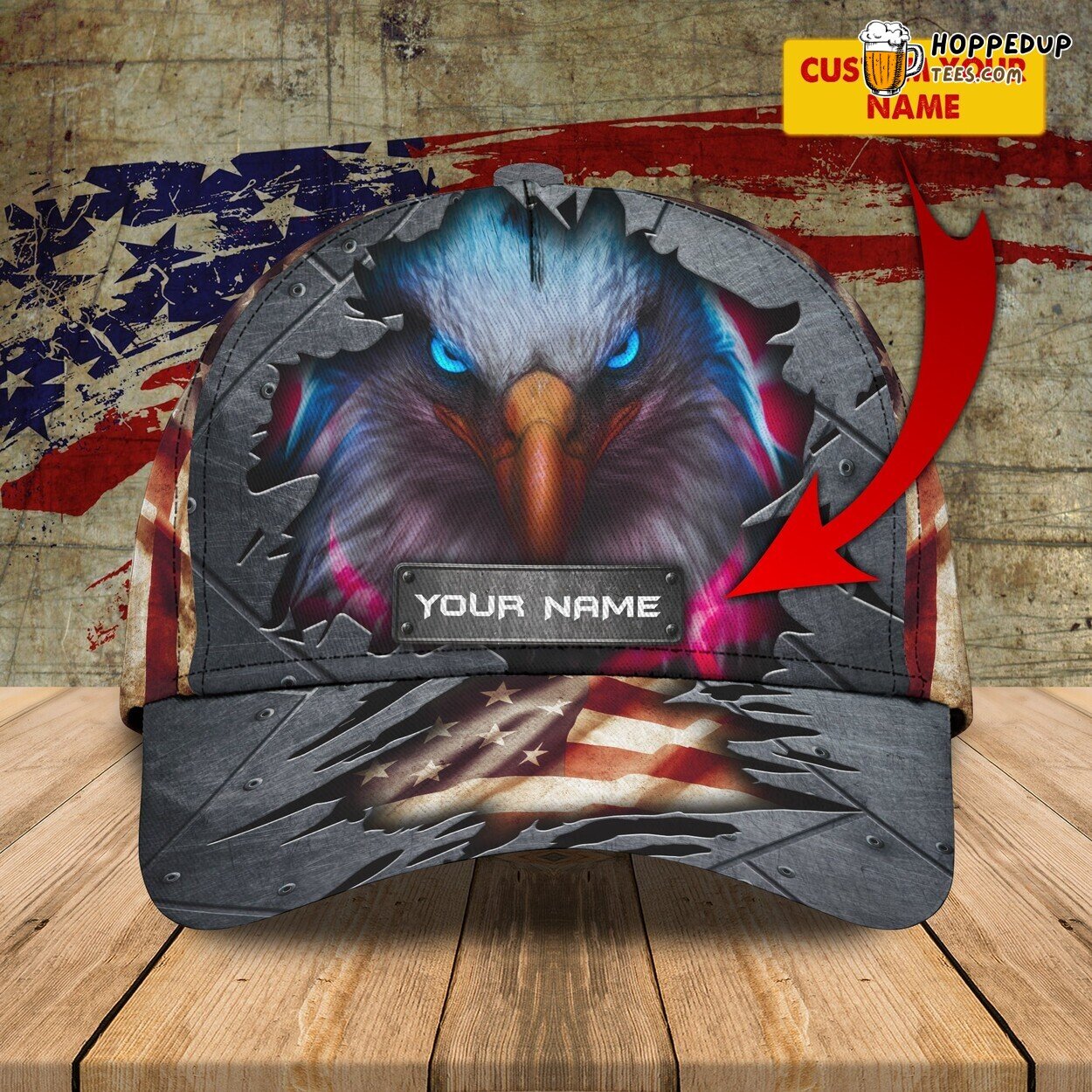 Eagle American Flag 3D Classic Cap Personalized Name Elegant Premium Styling